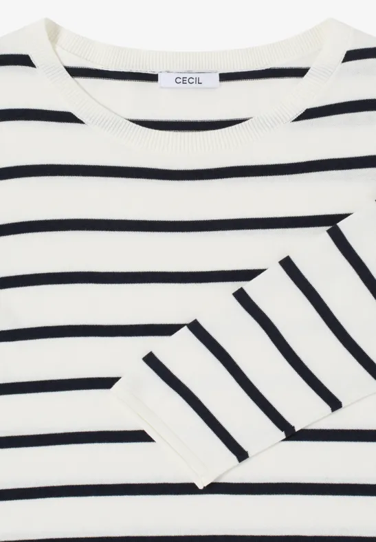Trui met strepen vanilla white