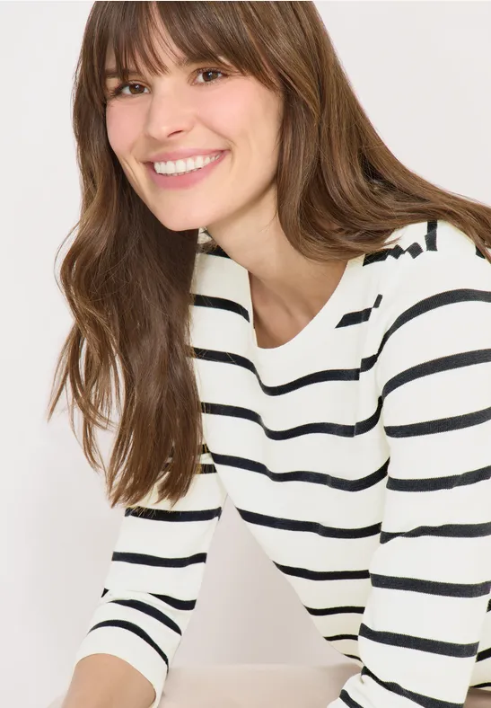 Trui met strepen vanilla white