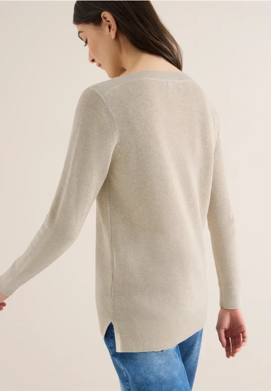 Strukturpullover egg beige melange