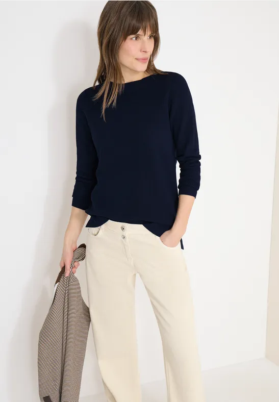 Pull structuré deep denim blue melange