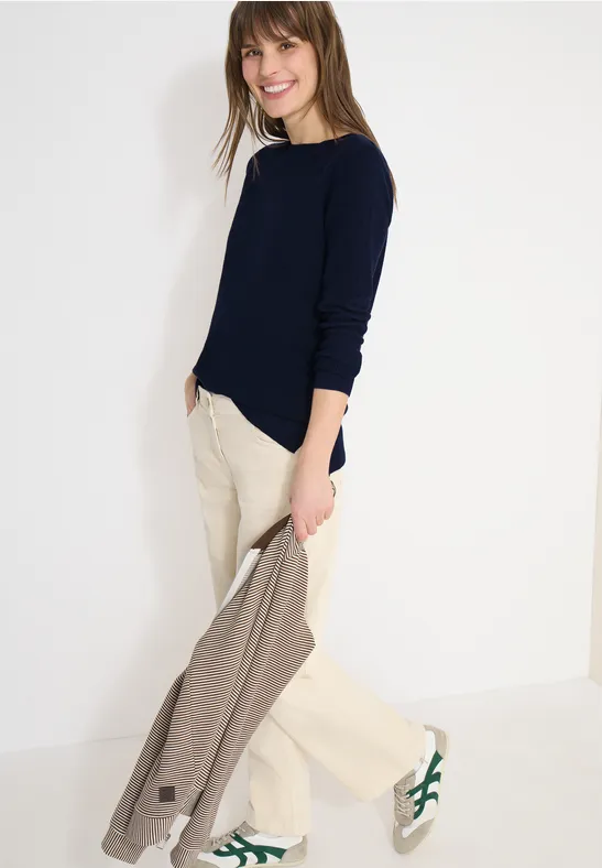 Pull structuré deep denim blue melange