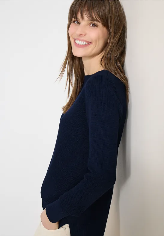 Pull structuré deep denim blue melange