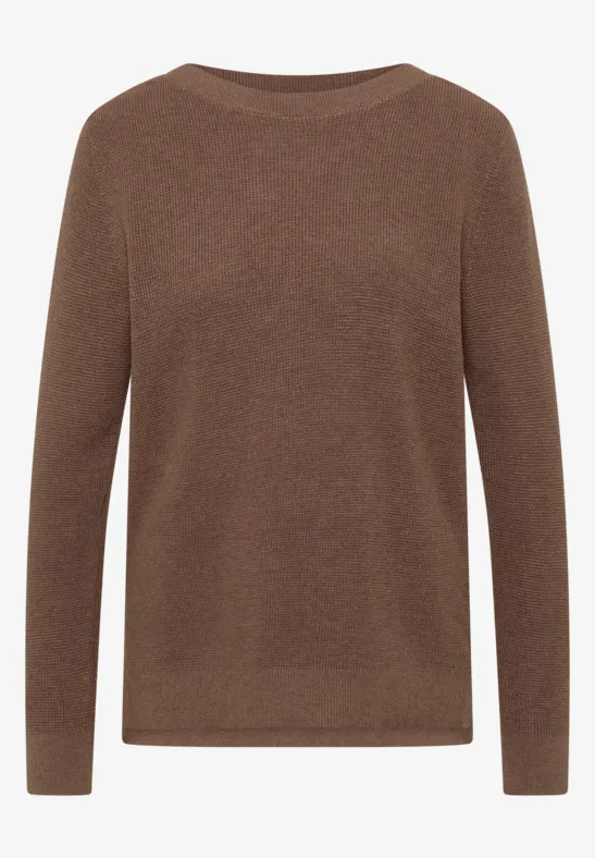 Pull structuré light macchiato brown melange