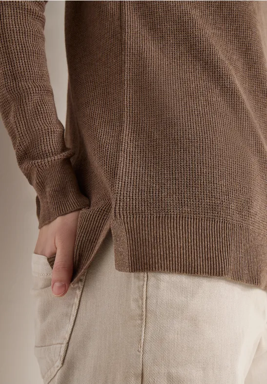 Pull structuré light macchiato brown melange