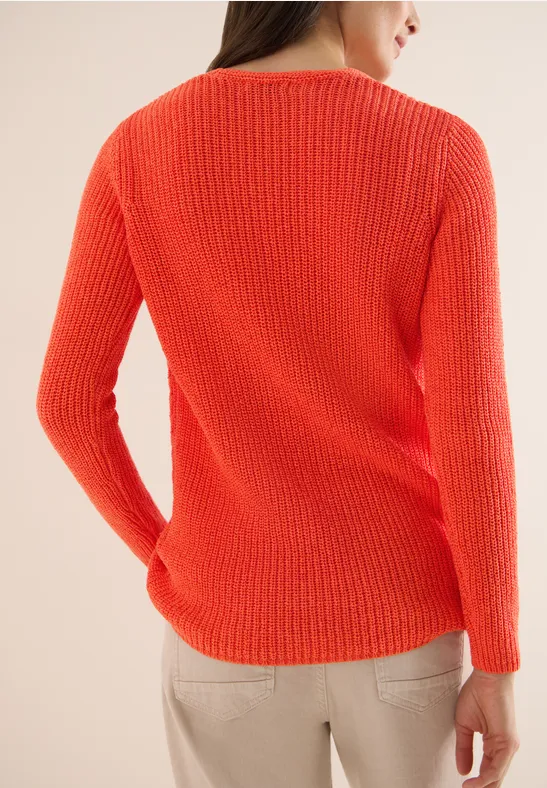 Strukturpullover cherry tomato orange