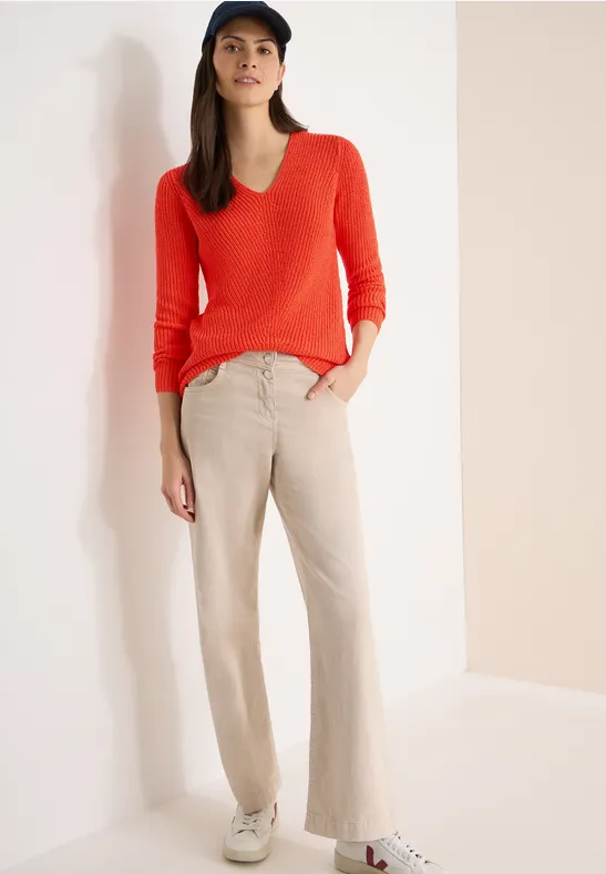 Strukturpullover cherry tomato orange