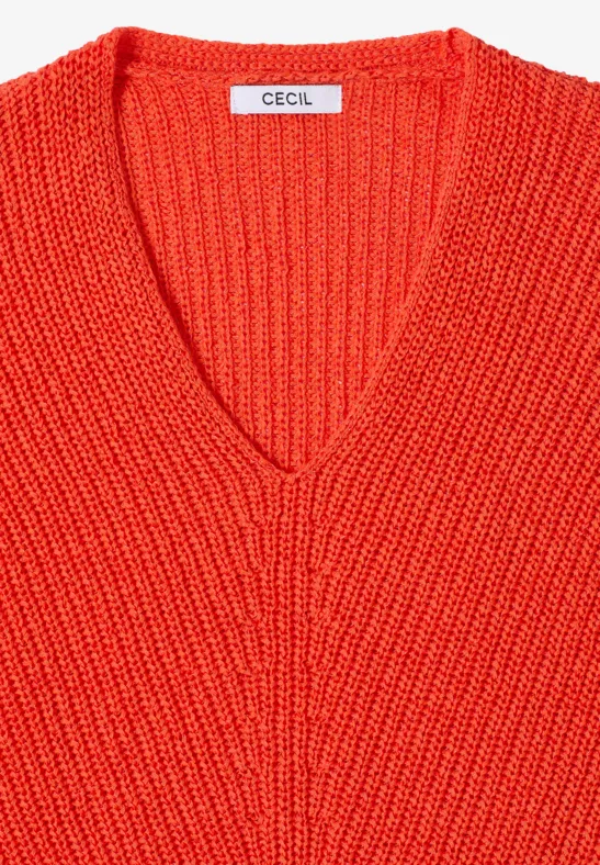 Strukturpullover cherry tomato orange