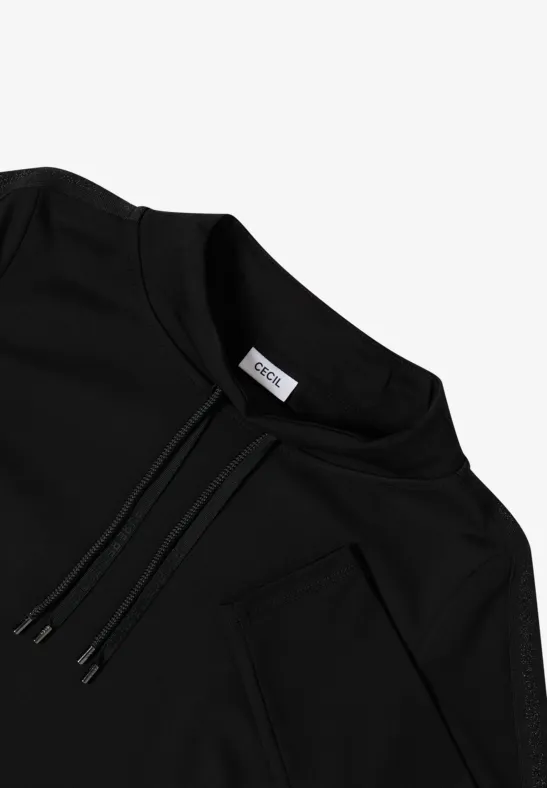 Sweatshirt mit Glitzertape Black