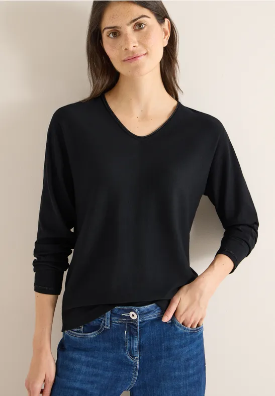 Dolman Pullover mit Glitzer Black