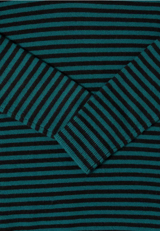 Bluza z kapturem w paski dark sea green