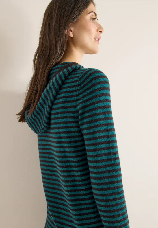 Bluza z kapturem w paski dark sea green