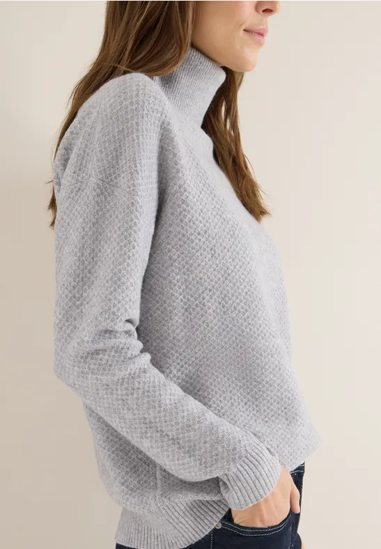 Struktur Rollkragenpullover luna grey melange