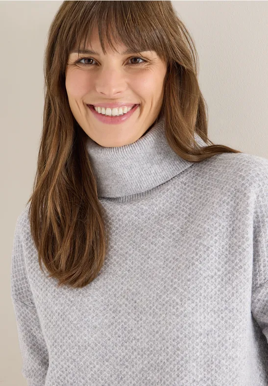 Struktur Rollkragenpullover luna grey melange