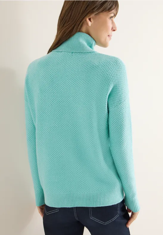 Struktur Rollkragenpullover light foam blue