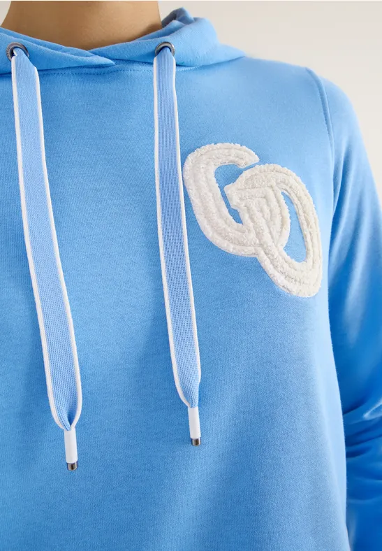 Hoodie mit Stickerei fountain blue