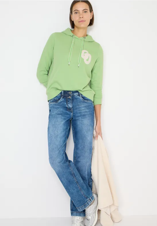 Hoodie mit Stickerei bamboo green