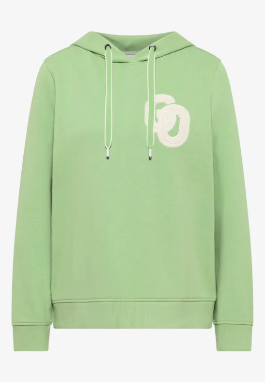 Hoodie mit Stickerei bamboo green