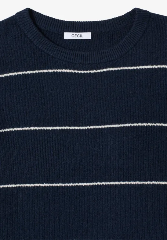 Gestreifter Strukturpullover deep denim blue melange