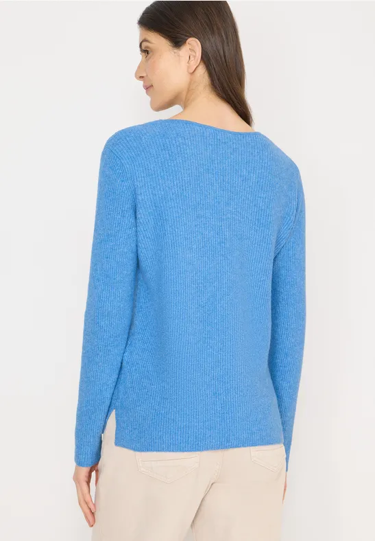 V-Neck Pullover fountain blue melange