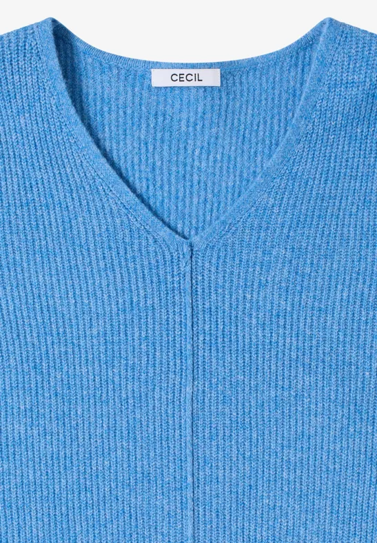 V-Neck Pullover fountain blue melange