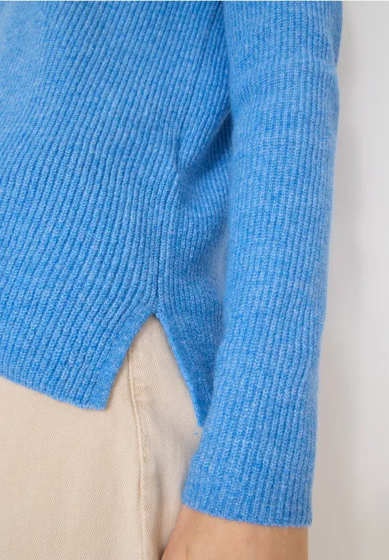 V-Neck Pullover fountain blue melange