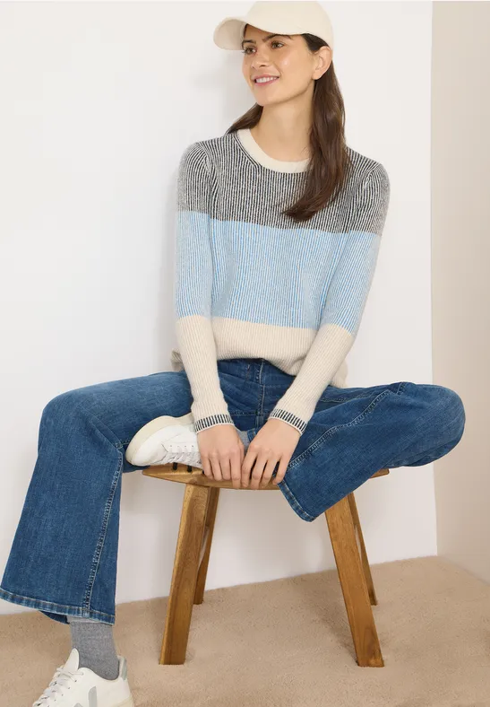 Softer Streifen Pullover universal blue