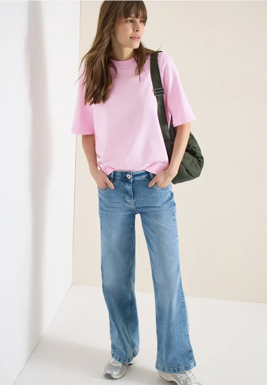 Sweat-shirt à manches courtes au look "Garment dye tea rose