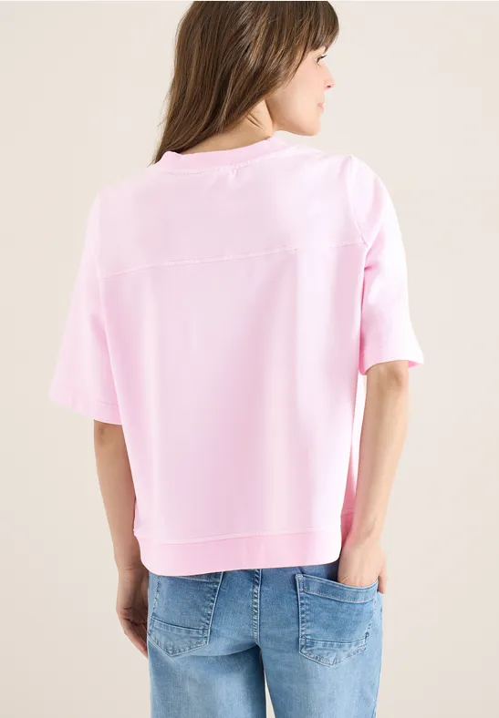 Sweat-shirt à manches courtes au look "Garment dye tea rose