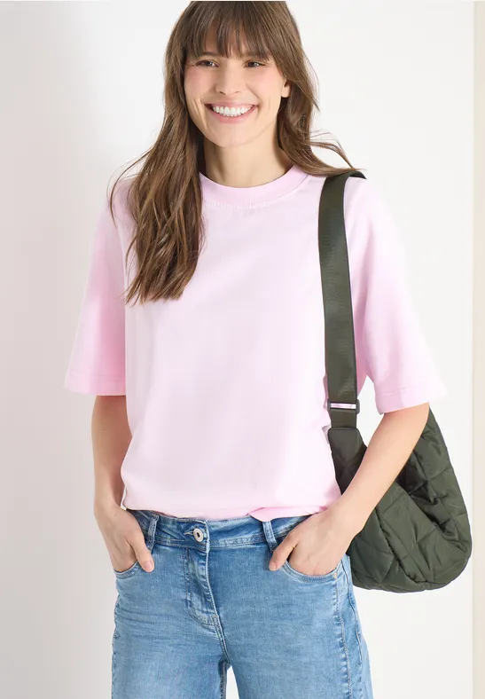 Sweat-shirt à manches courtes au look "Garment dye tea rose