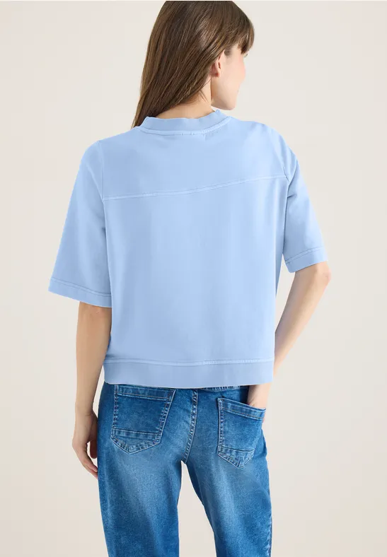 Sweat-shirt à manches courtes au look "Garment dye fresh water blue
