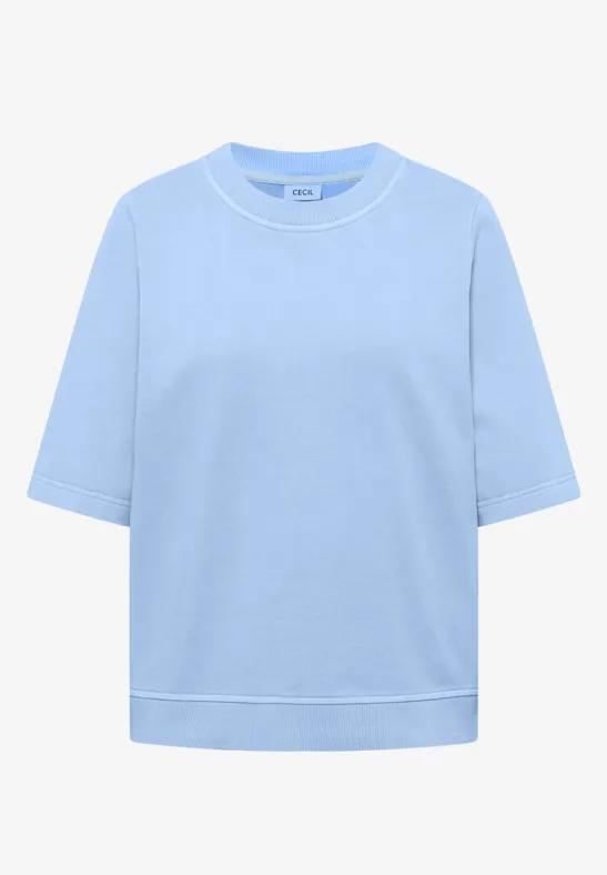 Sweat-shirt à manches courtes au look "Garment dye fresh water blue