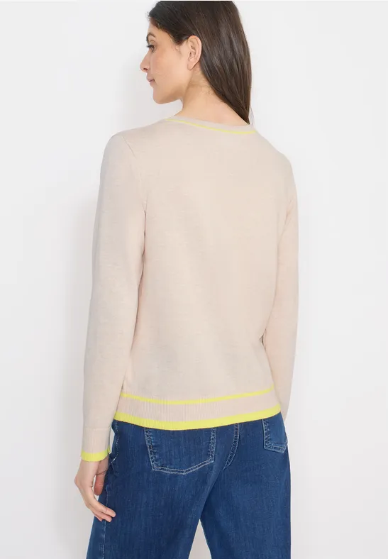 Pullover mit Kontrastdetails pearl beige melange
