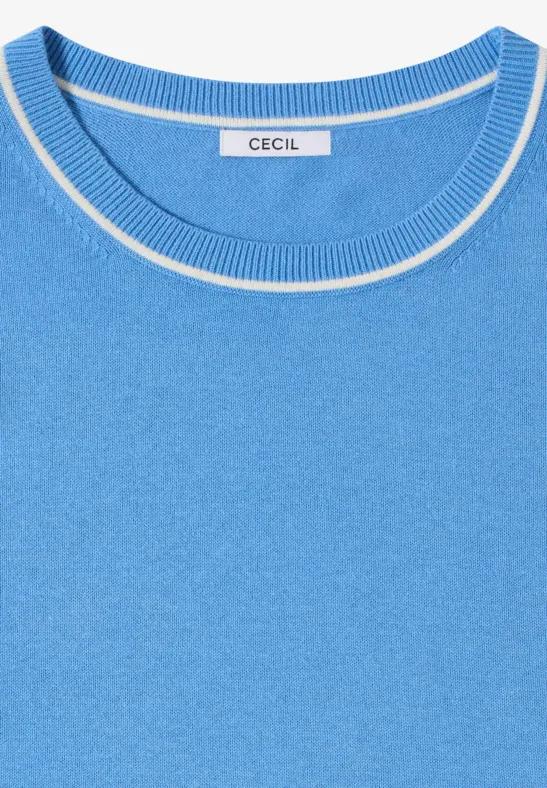 Pull avec détails contrastés fountain blue