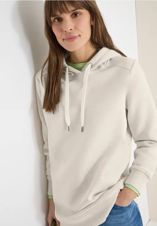Langer Hoodie pearl beige melange