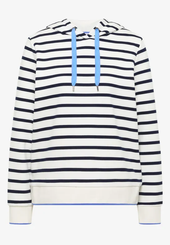 Gestreepte hoodie vanilla white