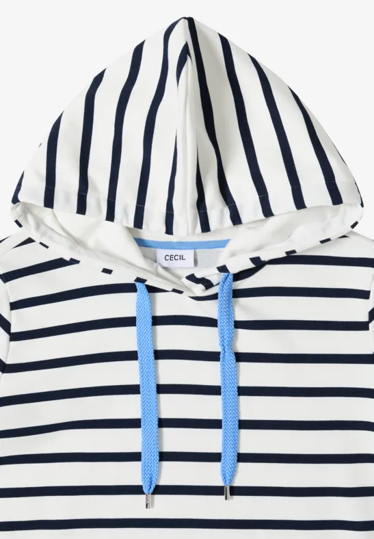 Gestreepte hoodie vanilla white