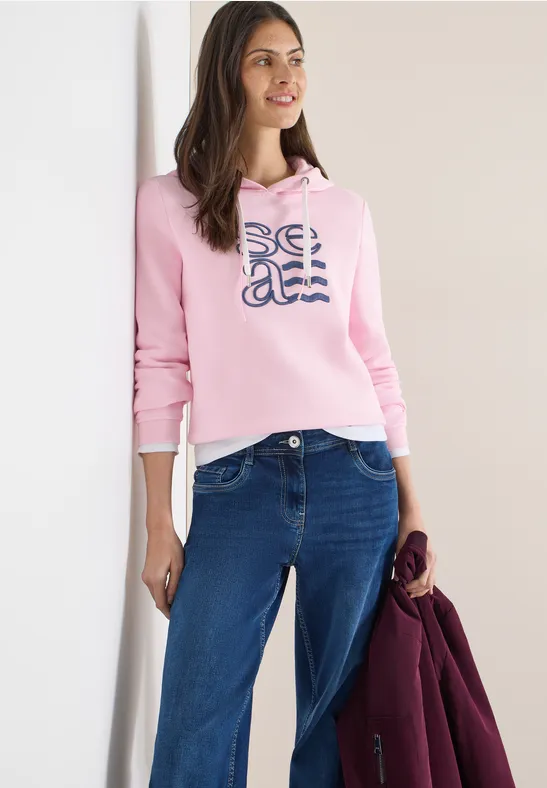 Hoodie met artwork light blush rose