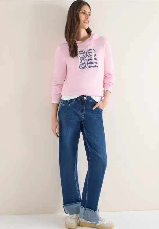 Hoodie met artwork light blush rose