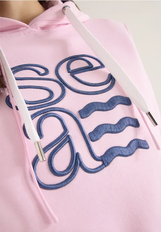 Hoodie met artwork light blush rose