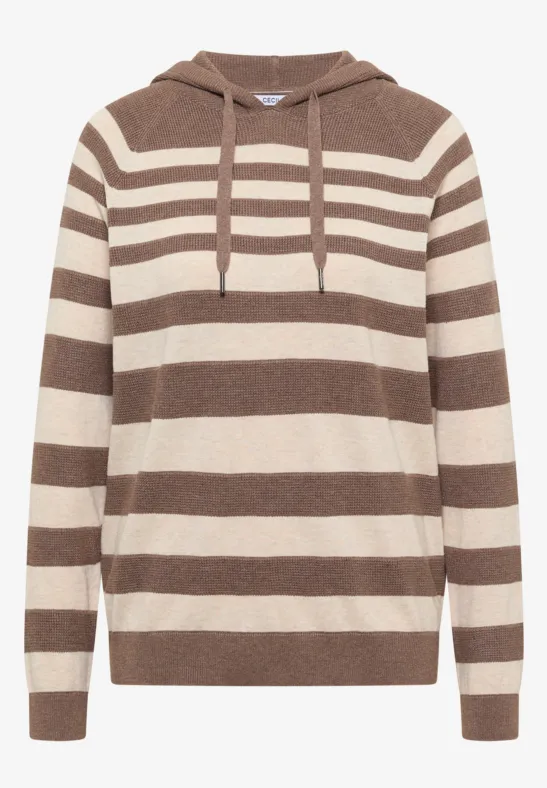 Hoodie à rayures structurées urban taupe melange