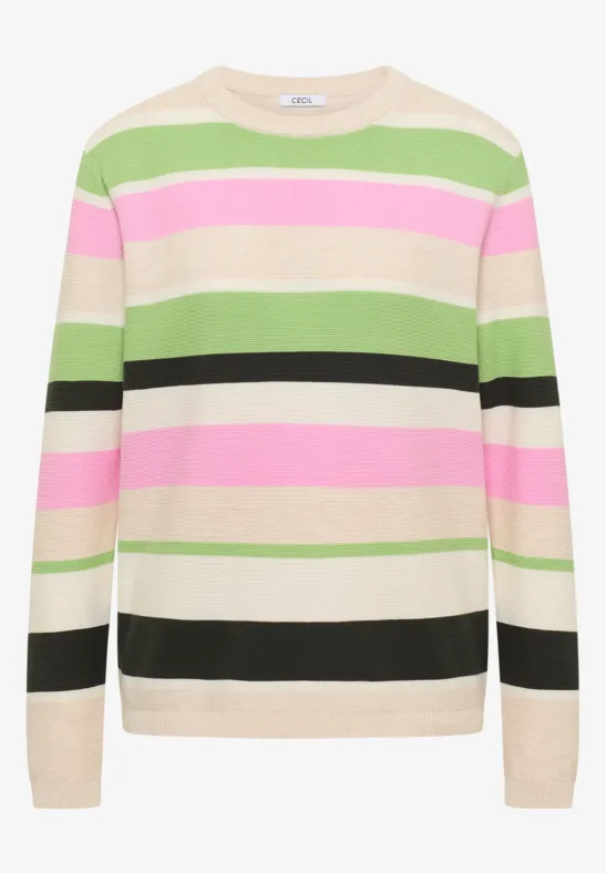 Gestreifter Pullover bamboo green
