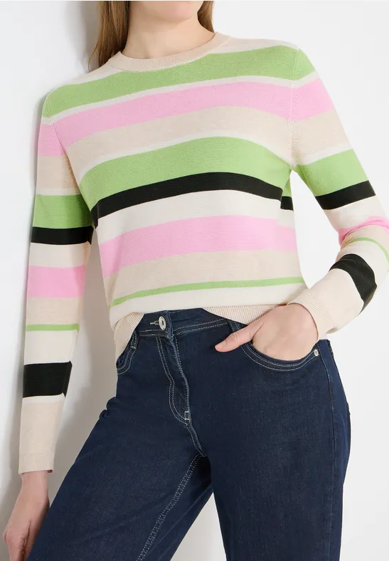 Gestreifter Pullover bamboo green