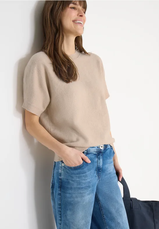 Pull-over en couleur unie desert beige melange