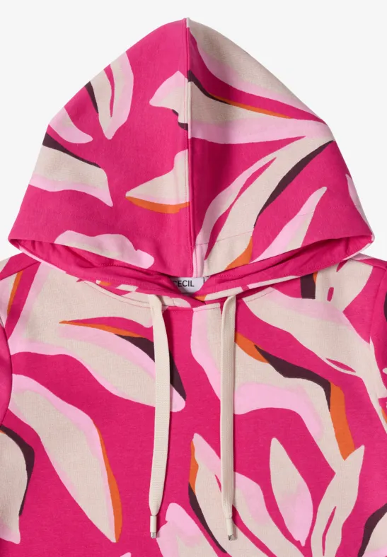 Hoodie mit floralem Muster beetroot pink