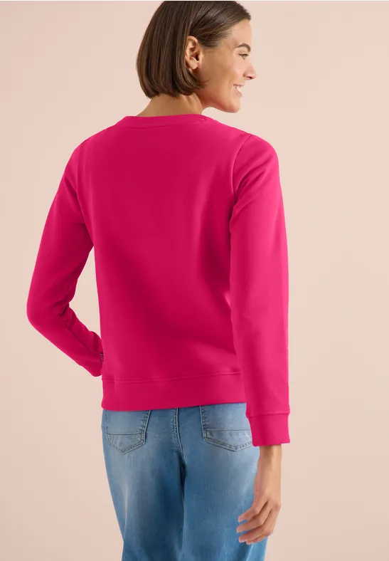 Sweater met lange mouwen en borduursel beetroot pink