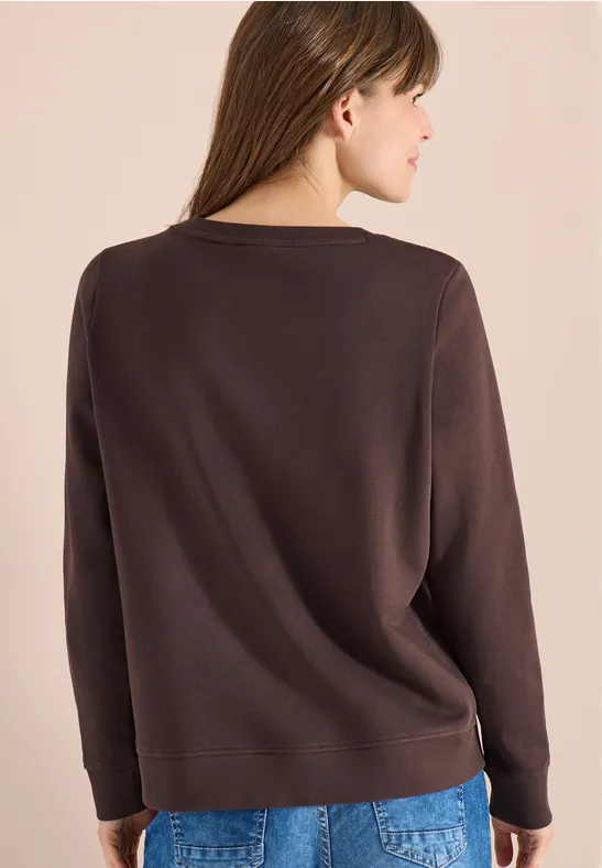 Sweater met lange mouwen en borduursel macchiato brown
