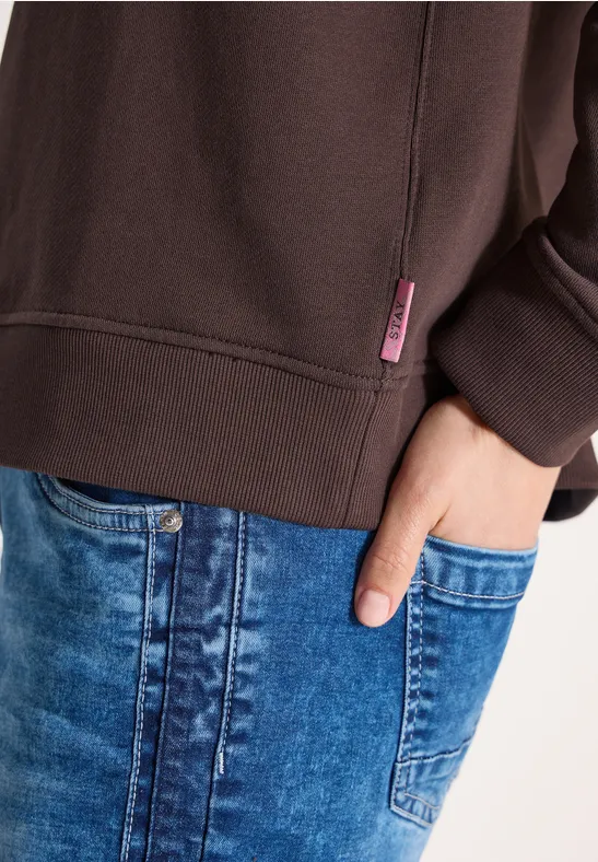 Sweater met lange mouwen en borduursel macchiato brown