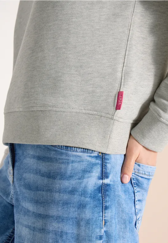 Sweater met lange mouwen en borduursel milky grey melange