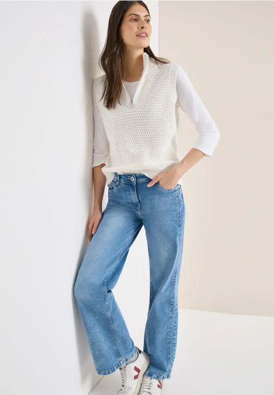 Gehaakt vest raw sand beige