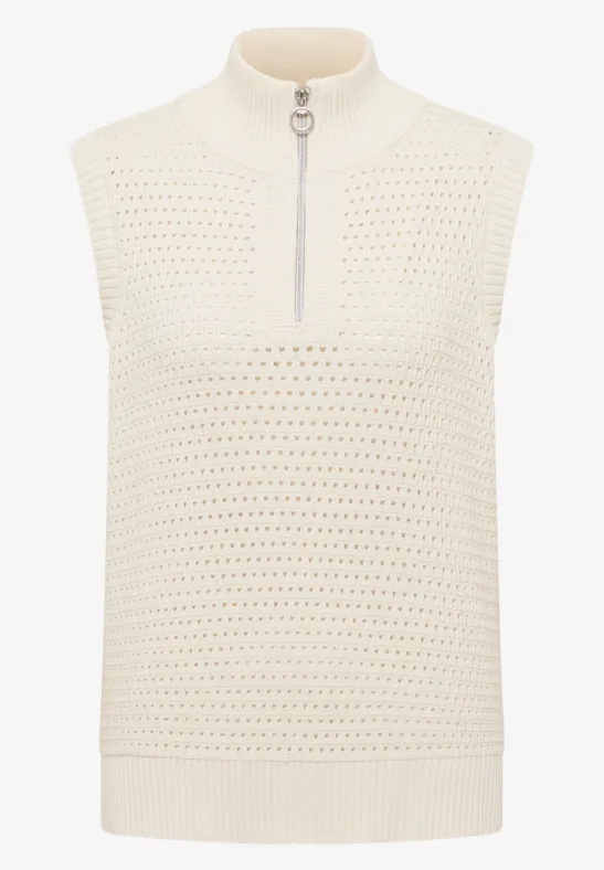 Gehaakt vest raw sand beige